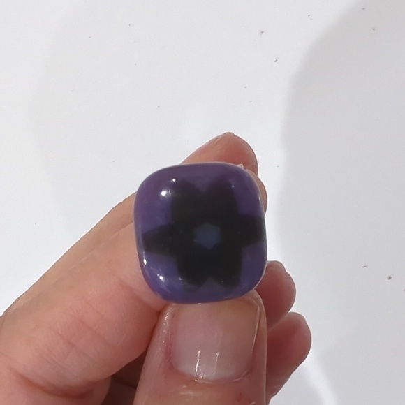 Handmade purple glass Star of David statement ring silver plated adjustable - Picture 3 of 3